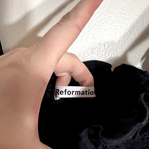 Reformation Black Smocked Maxi Dress LAST CALL - Picture 4 of 7